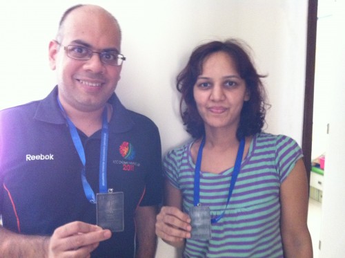 Samir and Amisha displaying their medals