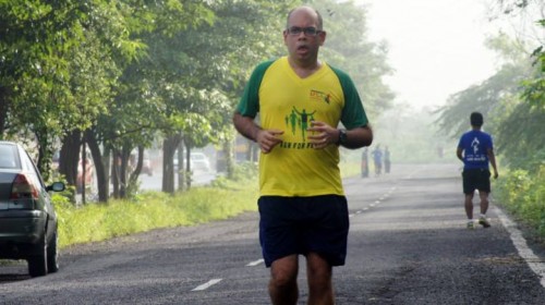 Samir running a marathon